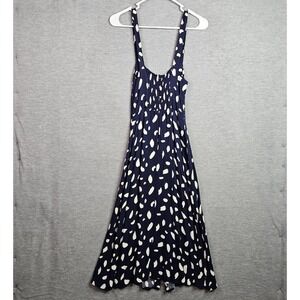 Reformation Persimonne Midi Dress Women's 4 Navy Splatter Pattern Button Front